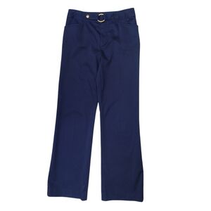 Ralph Lauren Navy Blue Straight Leg Cotton Pants with Gold Buckle S4